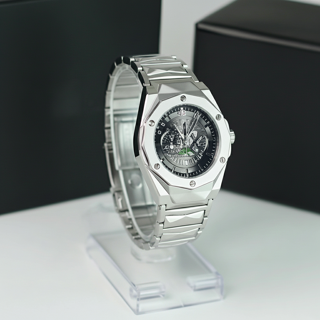 Luxury Diamond Skeleton Dial Watch – Butterfly Lock | Premium Box Edition