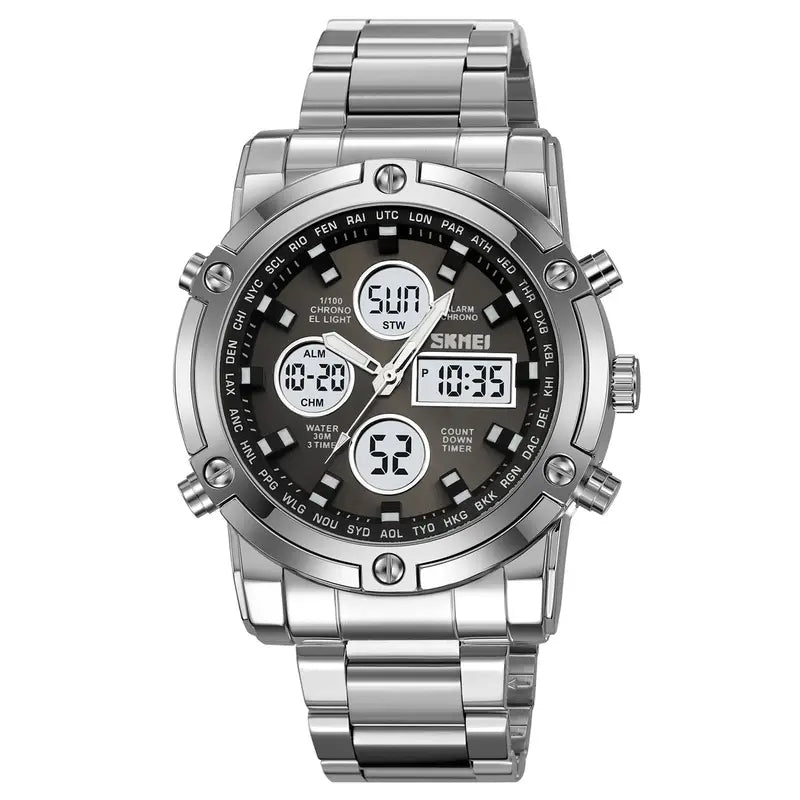 SKMEI 1389 Dual Display Waterproof Men’s Watch – Black (With Premium Box)