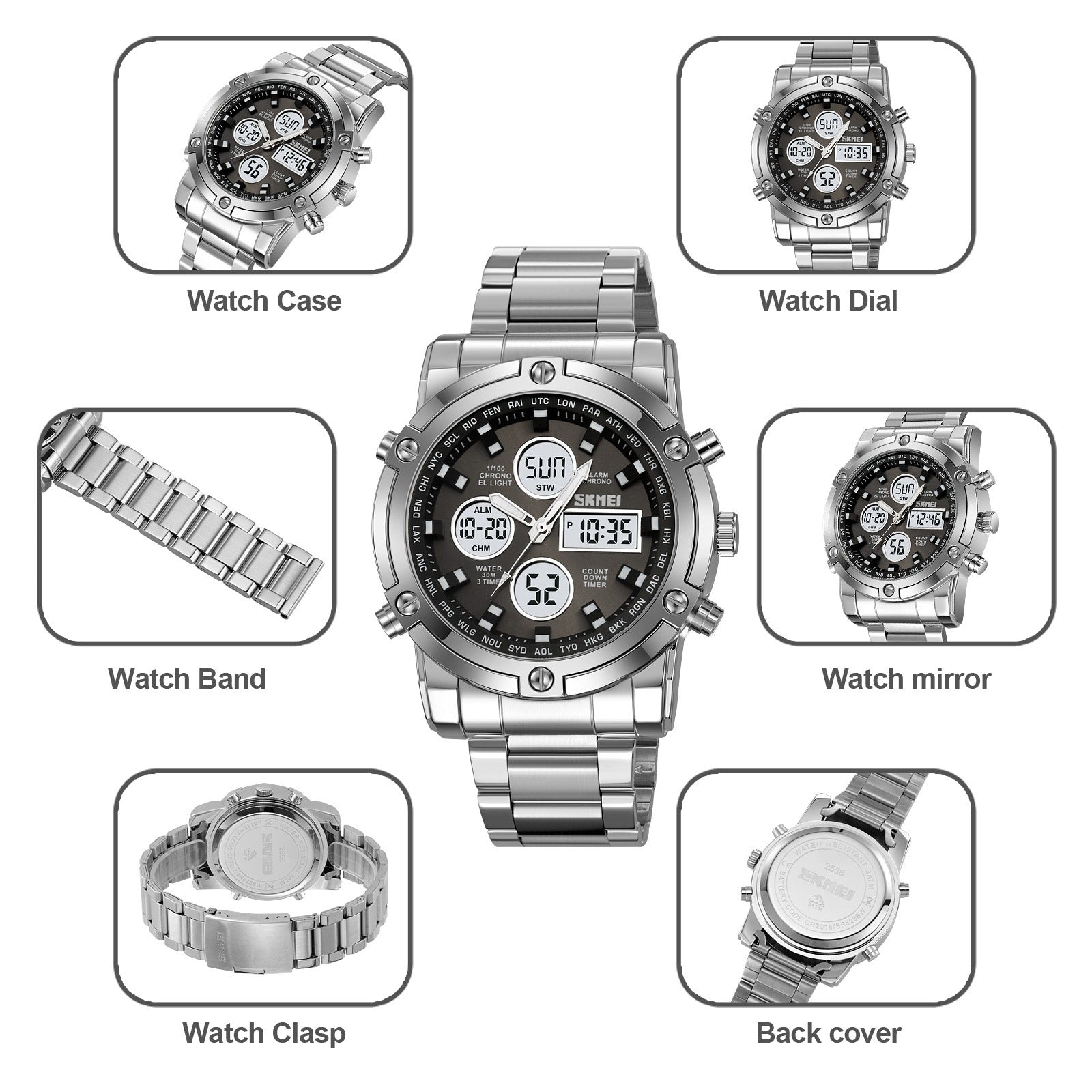 SKMEI 1389 Dual Display Waterproof Men’s Watch – Black (With Premium Box)