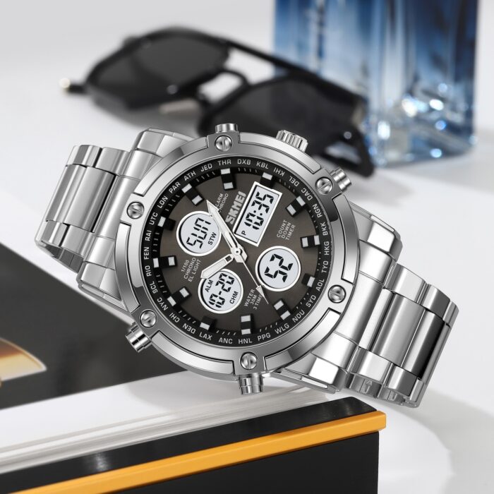 SKMEI 1389 Dual Display Waterproof Men’s Watch – Black (With Premium Box)